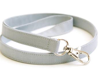 Gray Lanyard - Minimalist ID Badge Strap - Skinny Lanyard for Teacher - 15.5-19.5 Inch Long - Solid Colored Lanyard for Keys -  Comfortable