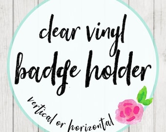 Clear Vinyl Badge Holder - High Quality Plastic ID Sleeve - Heavy Duty - Lanyard Card Pocket - Press Zipper Closure - Vertical or Horizontal