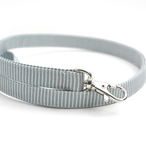 Skinny Fabric Lanyard - Light Blue Striped - Thin Lanyard - 1/2 Inch Wide Key Neck Strap - 15.5-19.5 Inch Long - Teacher Key Lanyard