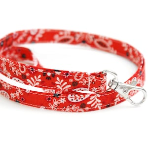 Bright Red and Navy Floral Fabric Lanyard with Swivel Clasp - Long Key Lanyard - Cute ID Strap - 15.5-19.5 Inch - Teacher Gift
