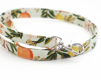 Rifle Paper Co. Lanyard - Citrus Floral on Mint - Key Fob - 15.5-19.5 Inch - Teacher ID Badge Holder - 1/2 Inch - Skinny Fabric Lanyard