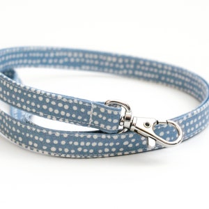 Denim Blue Fabric Lanyard - Long Key Lanyard - 15.5-19.5 Inch Skinny ID Strap - Teacher Lanyard - Cute Dotted Lanyard - Fall