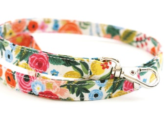 Rifle Paper Co Lanyard - Bright Floral Fabric - Skinny Long Key Strap - 1/2 Inch - Cute School ID Badge Lanyard - Optional Breakaway