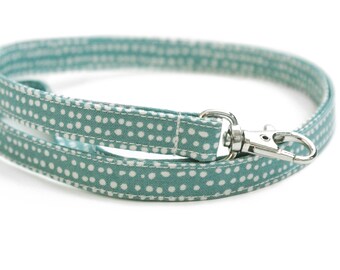Dotted Fabric Lanyard - Light Teal Long Key Lanyard - 15.5-19.5 Inch Skinny ID Strap - Teacher Lanyard - Cute Polka Dot Lanyard - Fall