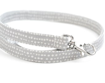 Light Gray Dotted Fabric Lanyard - Cute Long Key Lanyard - 15.5-19.5 Inch Skinny ID Strap - Teacher Lanyard - Neutral Polka Dot Lanyard