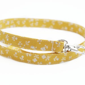Skinny Fabric Lanyard - Ditsy Yellow Floral - Cute Long Key ID Badge Strap for Teachers - 15.5-19.5 Inch - Neck Lanyard - Optional Breakaway