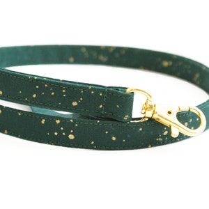 Teacher Lanyard - Gold Speckles on Dark Green - Long Skinny Neck Lanyard for Keys - 15.5 - 19.5 Inch Drop - Thin Lanyard for ID Badge