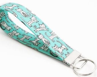 Cat Wristlet - 5 Inch Key Fob - Wrist Lanyard - Cute Wristlet Keychain - Short Lanyard Strap - Cat Lover Gift Idea - Mother's Day - Vet Gift