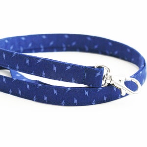 Lightning Bolts Lanyard - Deep Royal Blue Fabric - 1/2 Inch Width - 15.5-19.5 Inch Cute Key ID Strap - Teacher Lanyard - Optional Breakaway