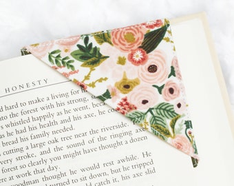Corner Bookmark - Rifle Paper Co Fall Floral - Cute Square Fabric Book mark - Teacher, Librarian, Reader, Booklover Gift - Place Marker