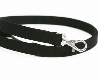 Black Lanyard - Mens Skinny Lanyard - 1/2 Inch Wide - 15.5-19.5 In. - Optional Breakaway -Comfortable Fabric Lanyard - Minimalist - Key Fob