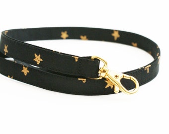 Black Lanyard with Gold Stars - Teacher Lanyard - 1/2" Wide - Neck Lanyard - Optional Breakaway - Skinny Lanyard - Fabric Lanyard