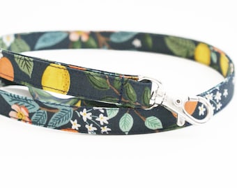 Navy Citrus and Floral Lanyard - Rifle Paper Co - Long Neck Lanyard - 15.5-19.5 In. - Fabric Teacher Lanyard - 1/2 Inch - Optional Breakaway