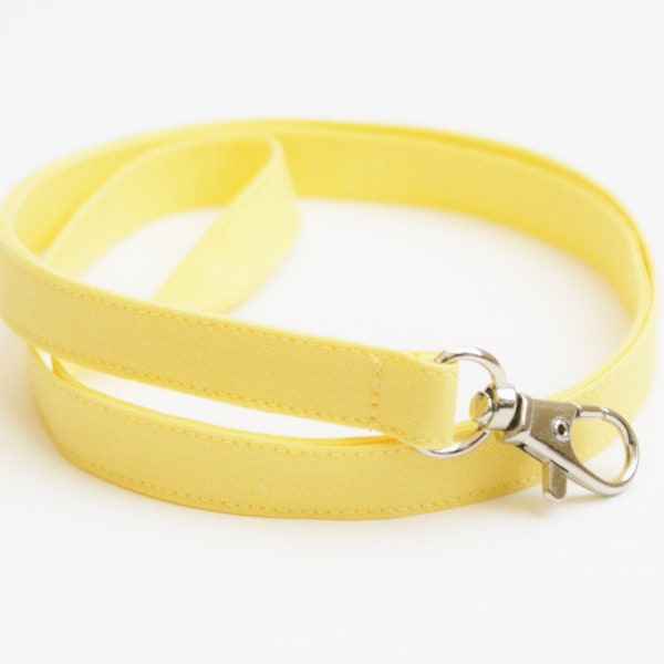 Lemon Yellow Skinny Lanyard - Plain Thin Lanyard with Swivel Clasp - 1/2 Inch Key Lanyard - Cute Long Key Strap - Teacher ID Holder - Solid