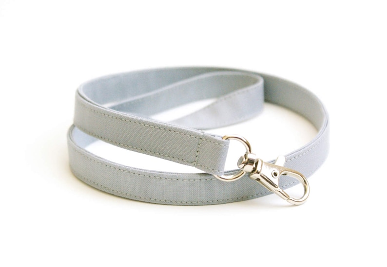 Gray Lanyard Minimalist ID Badge Strap Skinny Lanyard for Teacher 15.5-19.5 Inch Long Solid Colored Lanyard for Keys Comfortable image 1