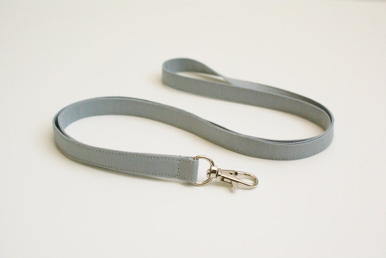 Gray Lanyard Minimalist ID Badge Strap Skinny Lanyard for Teacher 15.5-19.5 Inch Long Solid Colored Lanyard for Keys Comfortable image 2