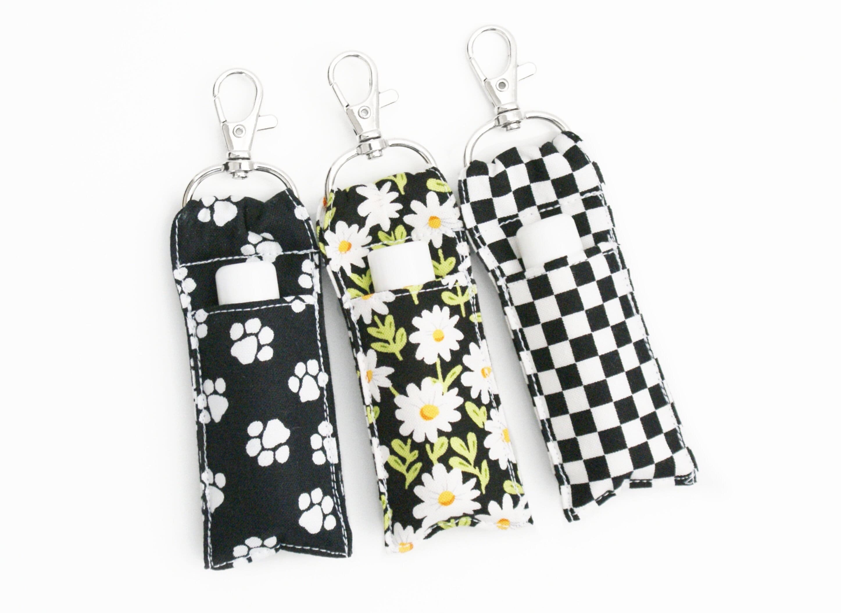 Fabric Lip Balm Holder Dog Paw Prints Daisies Checkerboard Cute