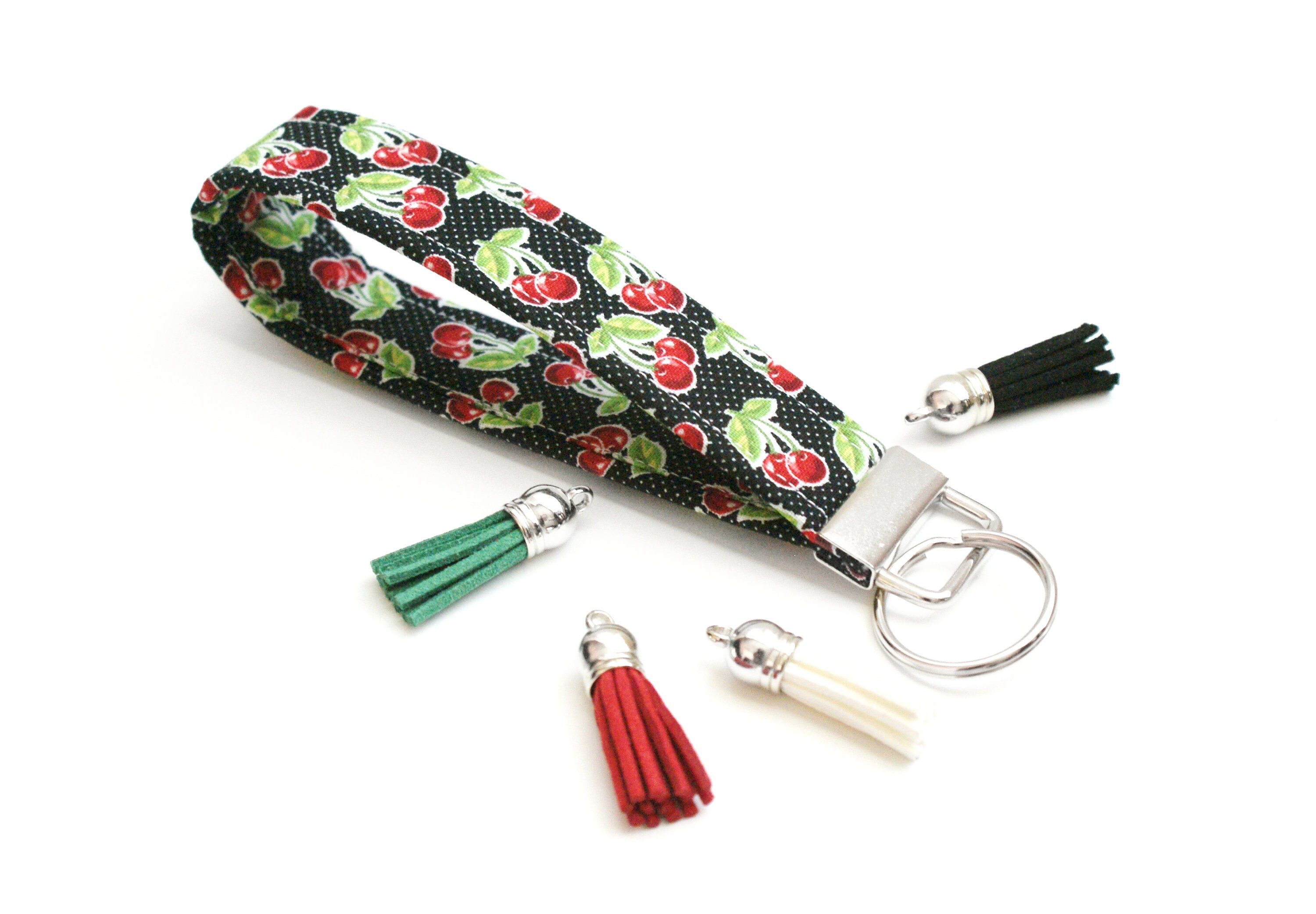 Cherries Keychain Key Fob 5 Inch Key Ring Wristlet Loop Etsy