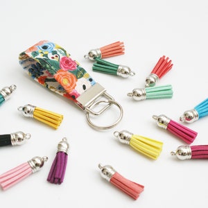 Mini Bright Floral Key Fob Rifle Paper Co 2.5 or 3.5 Inch Key Ring Cute Short Key Chain Finger Strap for Keys Small Keychain image 4