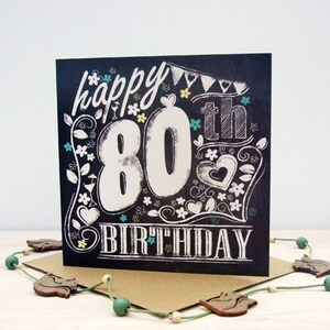 Happy 80th Birthday Chalkboard style card image 2