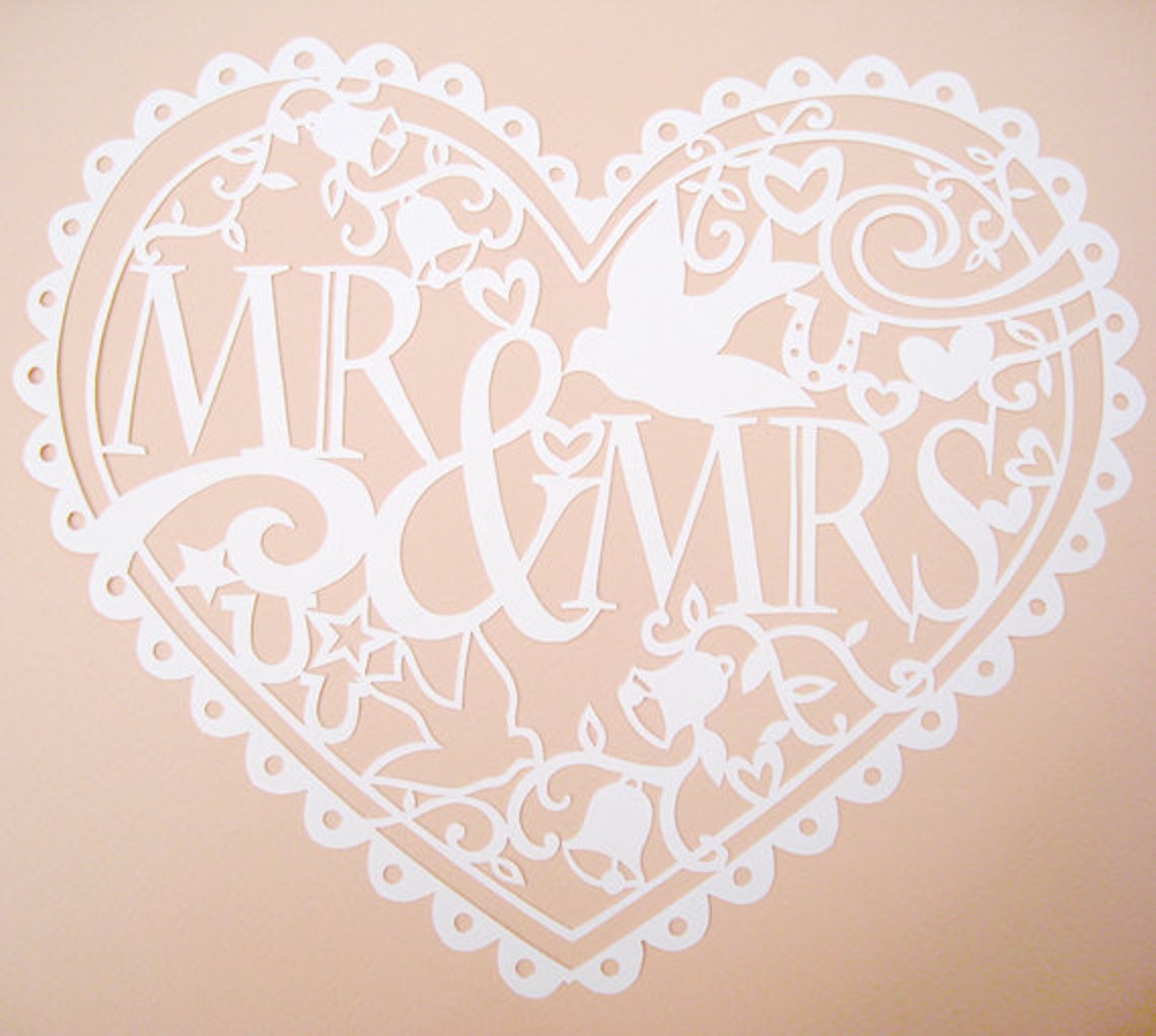 Mrs & Mrs/mr and Mr/ Mrs and Mrs Papercut Template Download - Etsy