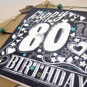 Happy 80th Birthday Chalkboard style card image 3