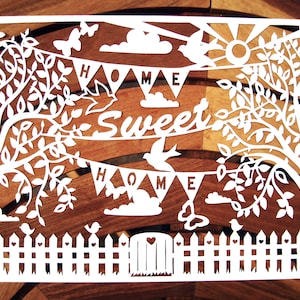Home Sweet Home Papercut Template download (PDF, Jpeg)