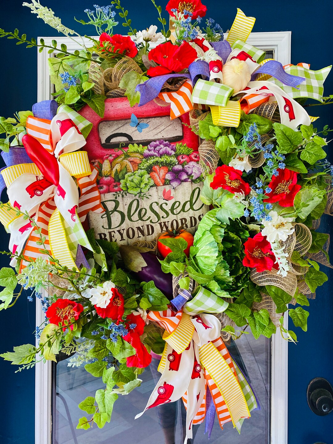 Summer Wreath Truck Wreath Kitchen Wreath Vegetable Wreath Summer Door