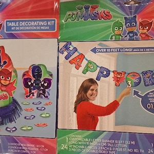 PJ Masks Decorations - PJ Masks Table Decorating Kit and PJ Masks Banner - Giant Catboy, Gekko & Owlette Birthday Party