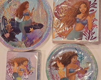 Ariel The Little Mermaid Party Plates and Ariel Napkins - Ariel Party Pack - Ariel the Little Mermaid Party Bundle