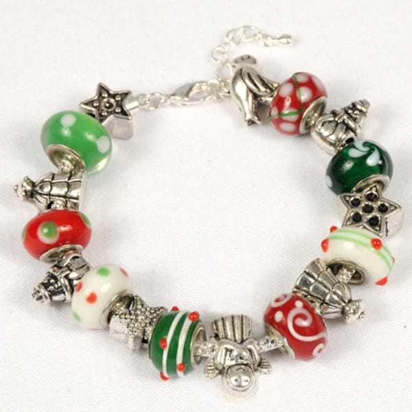 Christmas Bracelet, Holiday Jewelry, Christmas Spirit. Whimsical Christmas Bracelet