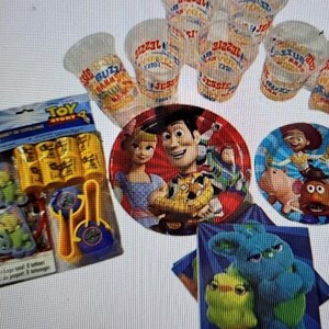 Toy Story Party Pack for 8 guests with Plates, Napkins, Cups & Party Favors - Woody Party Bundle - Toy Story Party Supplies