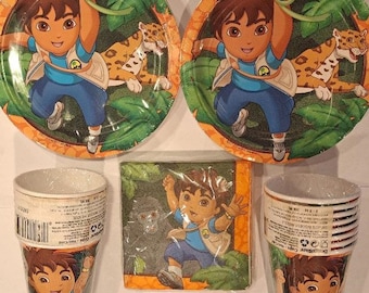 Diego Party Pack for 16 Guests - Diego Plates, Diego Napkins, Diego Cups - Diego Party Supply Pack