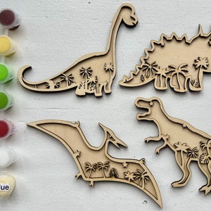 Kid&#39;s Dinosaur Painting Kit, Kids Craft Kit, Party favor, Party Craft for Everyone, DIY for Kids and teens, T-REX - All Materials Included