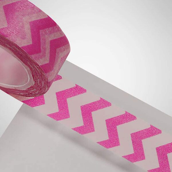 Pink Washi Tape | Pink Zig Zag Tape | White and Light Pink Zig Zag Washi Tape - 9/16in. x 10 Yards (pm341336a)