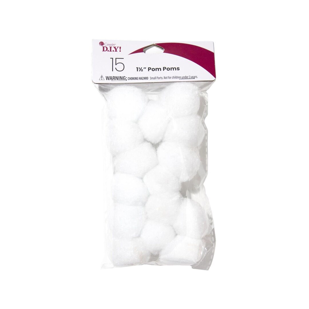 Bunny Tails White Pom Poms White Craft Pompoms 1.5in. 15 Pieces/pkg