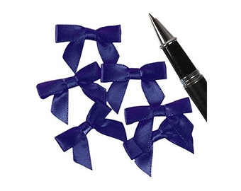 Dark Blue Bows | Navy Blue Bows | Satin Bows - Navy Blue - 1 3/8in. x 1in. - 50 Pieces/Pkg. (pm601372)