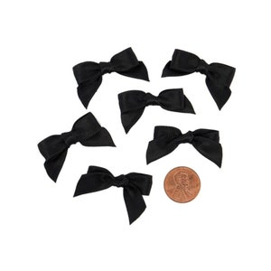 Premade Black Bows | Black Satin Bows - Pre-Tied - 1 3/8in. - 50 Pieces/Pkg. (pm601320)