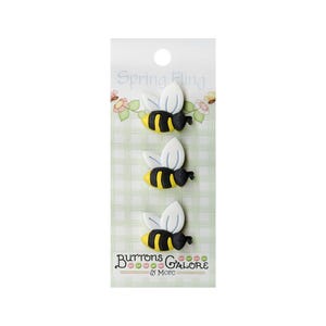 Bumblebee Buttons | Bee Buttons - 7/8in. - Shank Backs - 3 Pieces/Pkg. (nmsf126)
