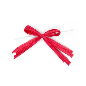 Red Raffia Bows | Premade Red Bows | Red Pre-Tied Raffia Bows With Wire Ties - 4in. - 12 Pieces/Pkg. (pm4824112)