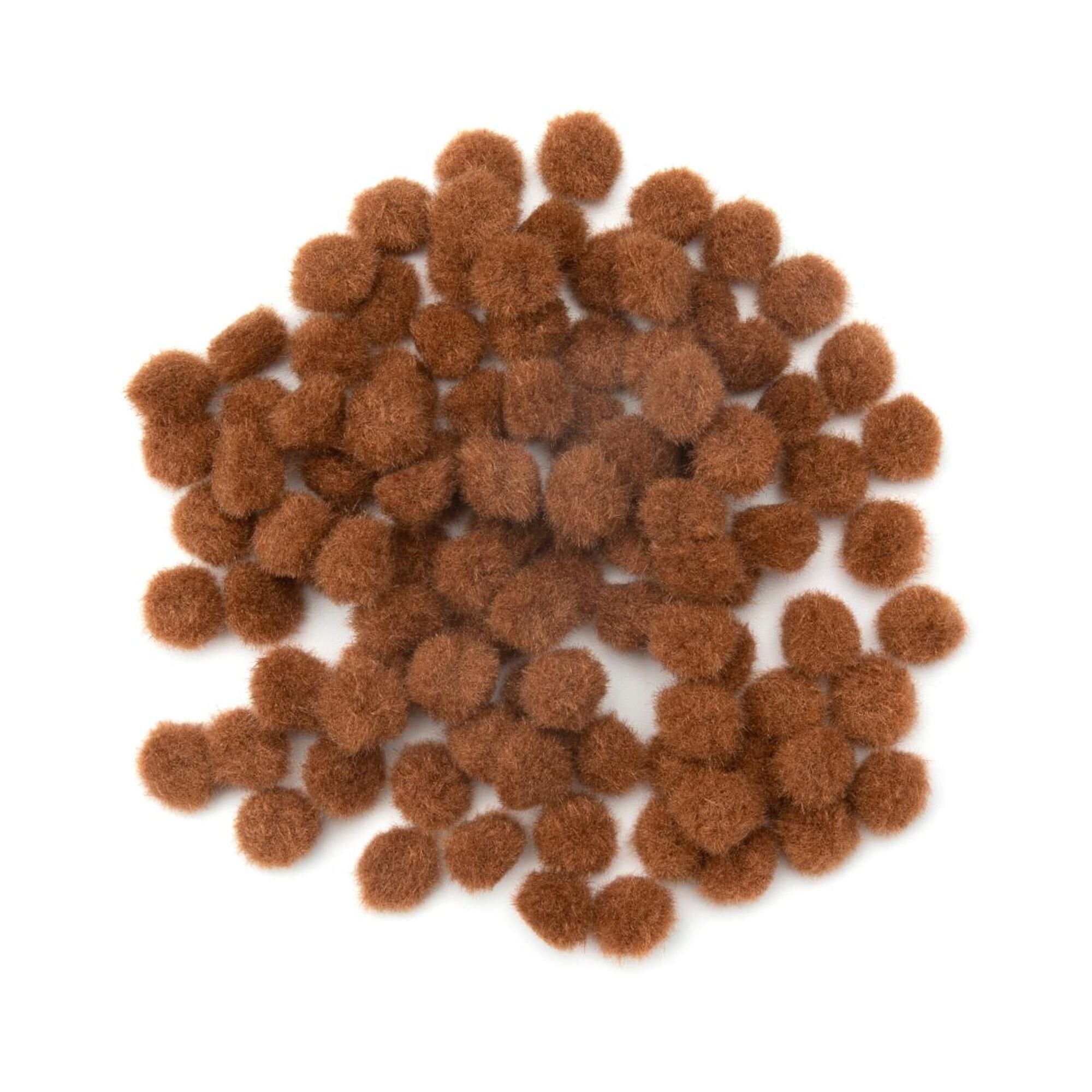 1 inch Brown Small Craft Pom Poms 100 Pieces