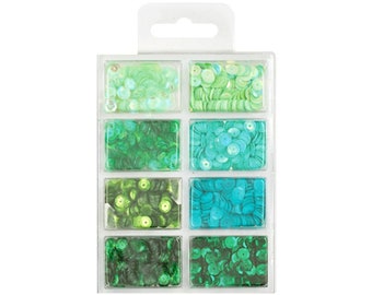 Lime Green Sequins | Emerald Green Sequins | Cup Sequins Kit - Go Green - 7mm - .56oz (nmgc457c)