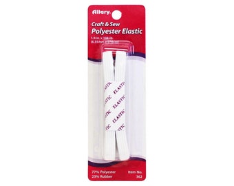 Waistband Elastic | Sleeve Elastic | White Elastic - Polyester - Preshrunk - .25in. X 3 Yards (nm362a)