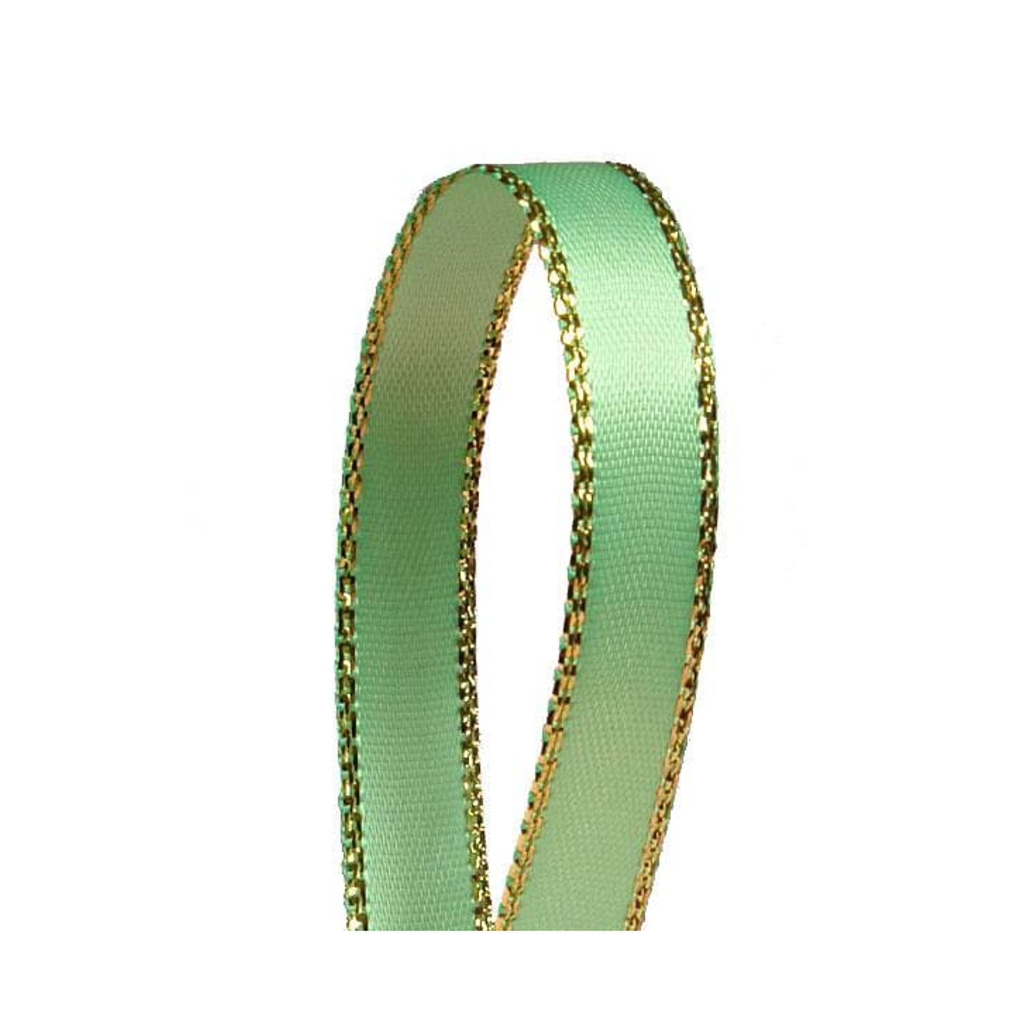 Green Gold Ribbon Mint Satin Ribbon Mint Green Gold Edge Etsy UK