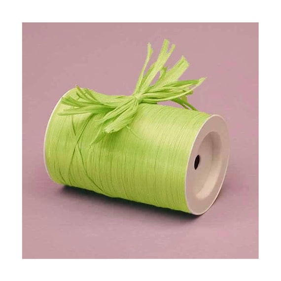 Lime Matte Raffia Ribbon 1/4 inch x 100 Yards by Paper Mart, Green