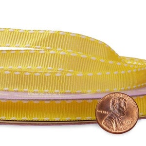 Yellow Saddle Stitched Ribbon - Grosgrain - 3/8in. x 25 Yards (pm57135450)