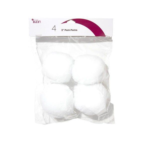 Fake Snowballs Rabbit Tails 3 Inch White Pom-poms 4 Pieces/pkg. nm40000773  