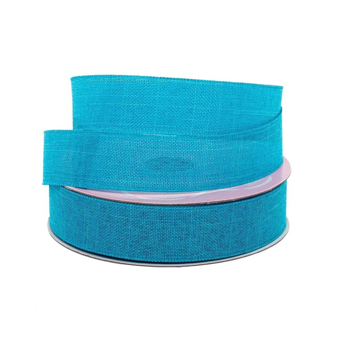 Turquoise Linen Ribbon Blue Linen Ribbon Faux Linen Ribbon Etsy