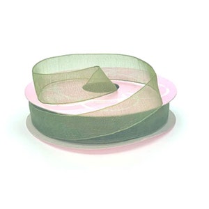 Moss Organza Ribbon | Sheer Moss Ribbon | Old Willow Shimmer Sheer Organza Ribbon - 5/8in. x 25 Yards - 1 Roll (pm58shimmersheeroldwillow)