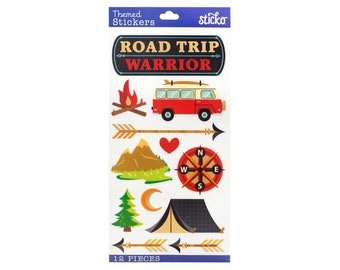 Road Trip Stickers | Camping Stickers | Road Trip Warrior Stickers - 12 Assorted Pieces/Pkg. (nm8600126)